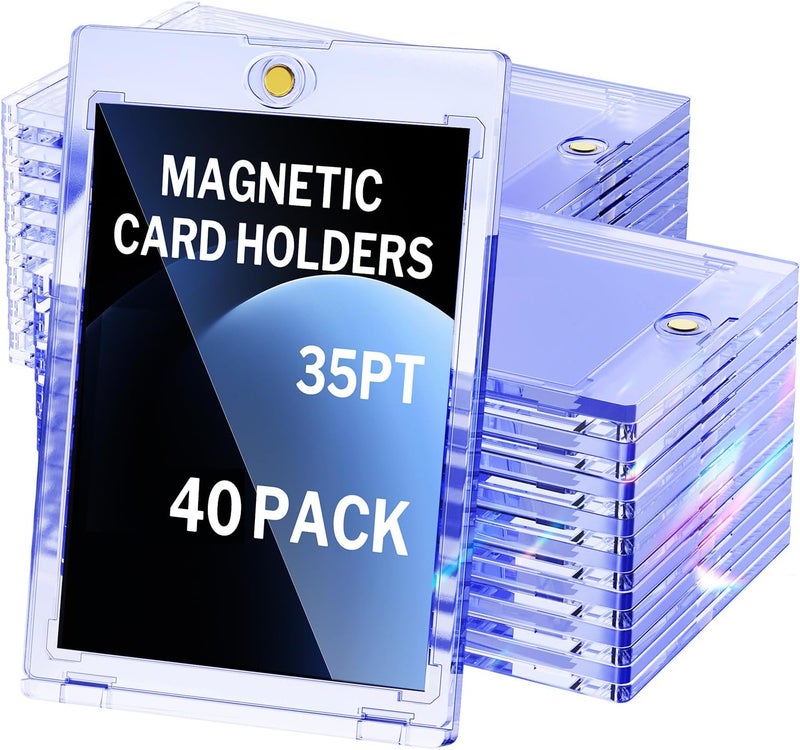 YHIJF 40-Pack Magnetic Card Holder, 35pt Single Card Holder Touch for Trading, Baseball Cards, U-V Protectors Hard Plastic for Sports, Game, PKM, MTG Cards - Image 1
